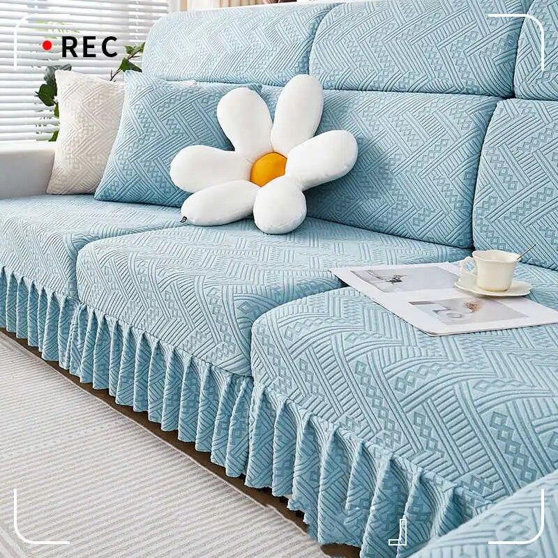 Универсальные чехлы для диванных подушек Four Seasons с юбкой, универсальный нескользящий чехол для дивана, комбинированный матрас для дивана