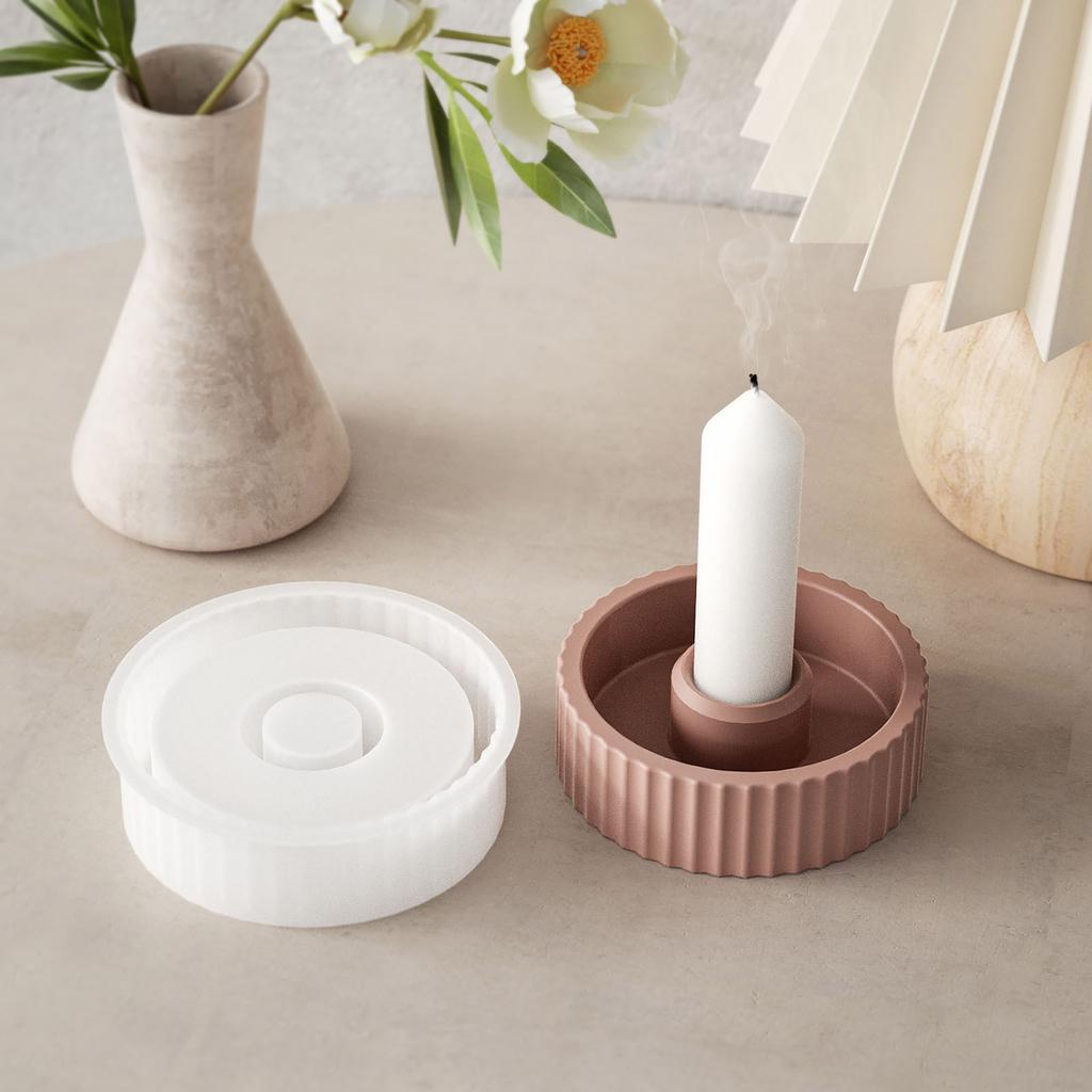 Силиконовая форма для рукоделия Отличительные формы для подсвечников с круглыми полосками Силиконовая текстура Подходит для подарка ручной работы