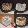 For Women Crystal Rhinestones Hand Wrist Bracel Wedding Bangles Five Rows Bangles Crystal Bracelets