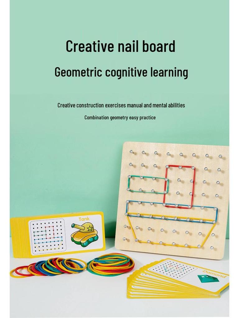 Wooden Geometric Shapes & Pegboard Educational Puzzle Toy for Early Childhood Development