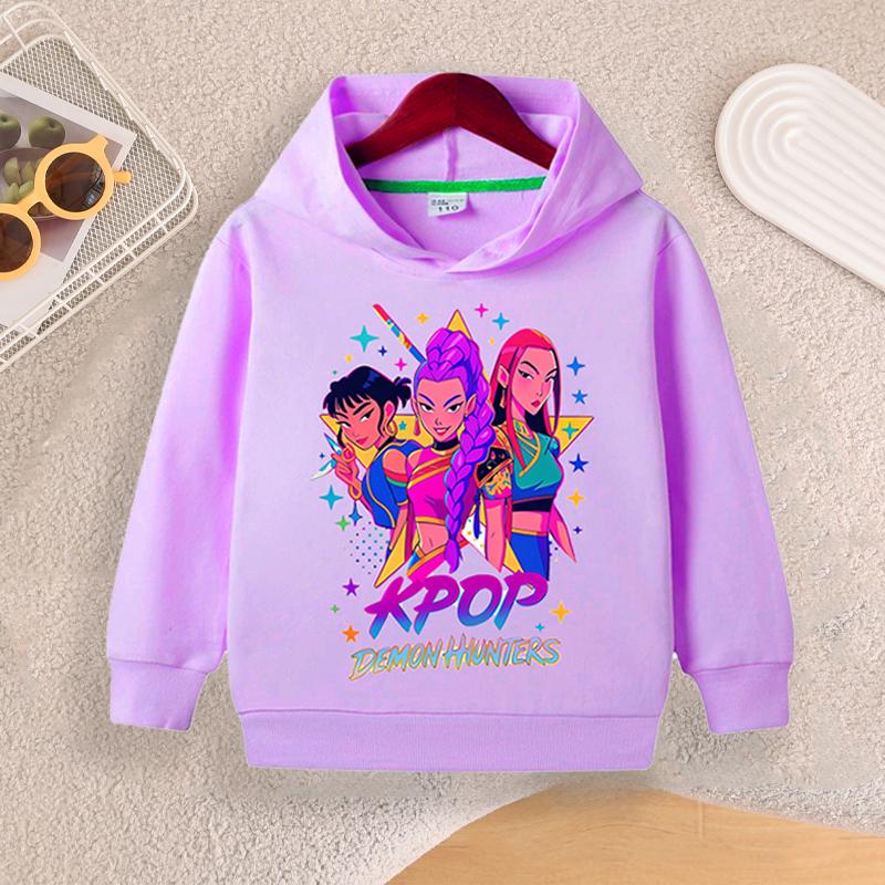K-pop Толстовки Охотник на демонов для девочек и мальчиков Аниме Руми Мира Зои Свитшот Детский Весенне-осенний Пуловер с Длинными Рукавами Детская Одежда