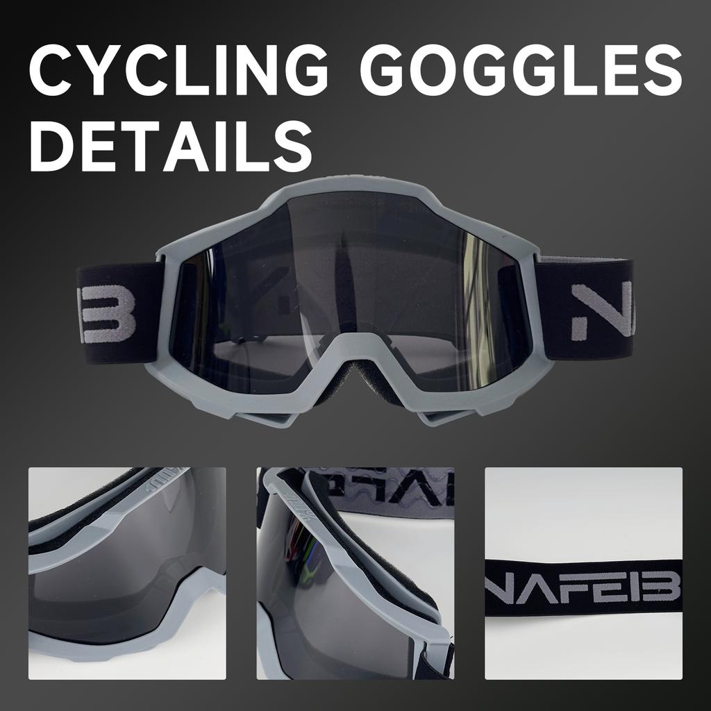 NAFEIB Lightweight Motocross Goggles Windproof Impact-Resistant HD Vision for MTB ATV Off-Road Riding