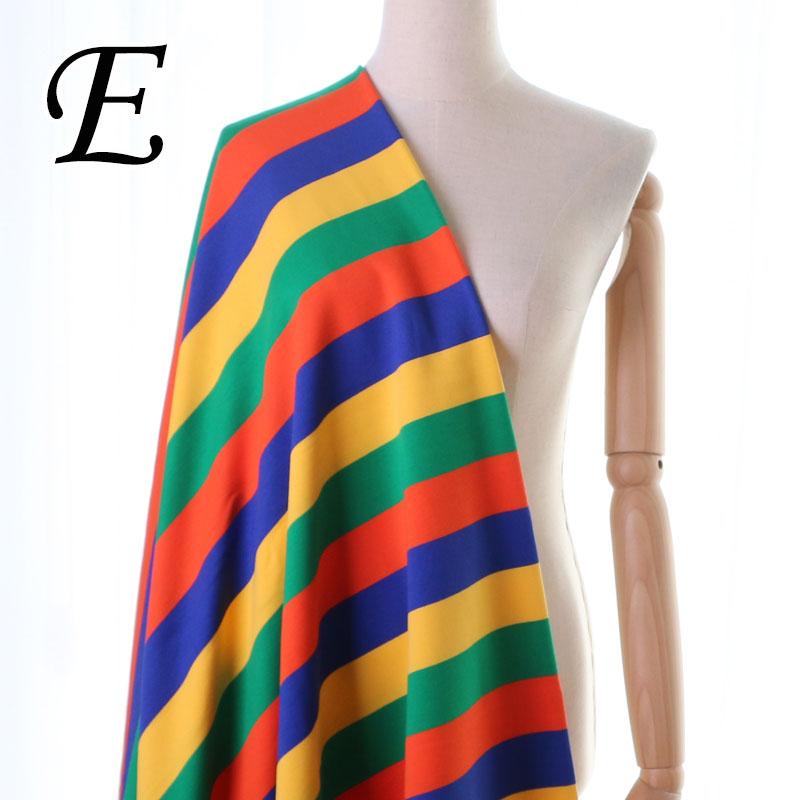 Радужная полосатая вязаная ткань на метраж для футболки, летней юбки, детской одежды, шитья кукол, хлопковая, тонкая, эластичная, мягкая ткань