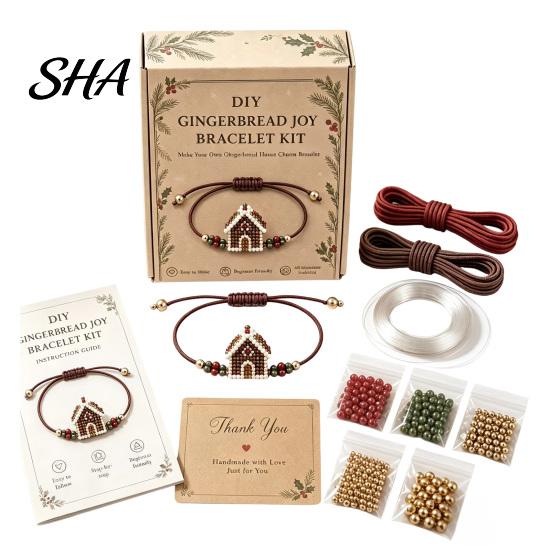 Jewelry Making Supplies DIY Christmas Beaded Bracelet Kit, Holiday Handmade Craft Supplies, Xmas Bead Crafting Kit for Adults, Kids, Family