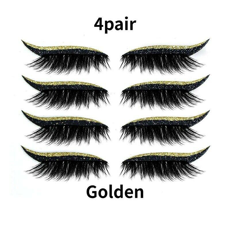 Многоразовые наклейки для макияжа ленивых глаз, блестящие накладные ресницы, наклейки для подводки для глаз