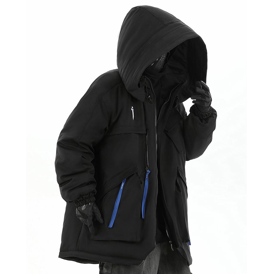 Mulit Pocket Winter Jackets Techwear Coats Men Fashion Streetwear Oversized Parkas Warm Hooded Jacket