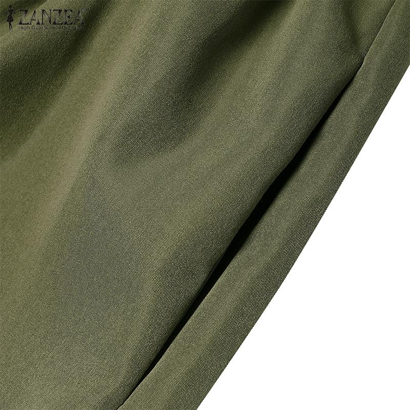 ZANZEA Women Casual Round Neck Loose Half Sleeve Dress