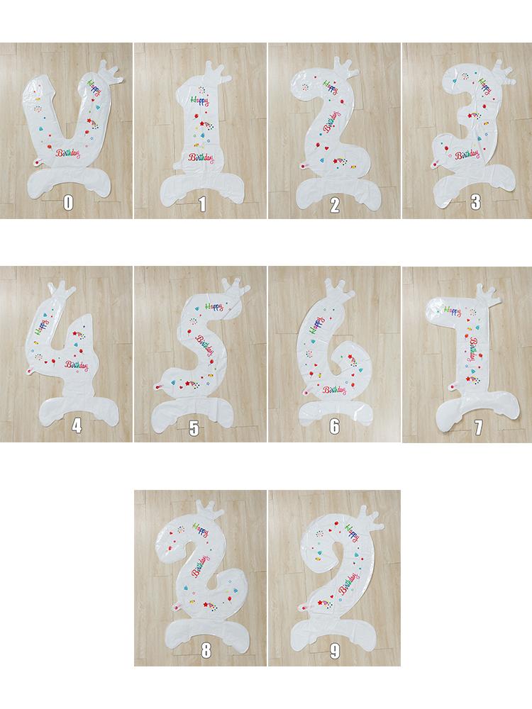 1PC 32 Inch White Number Stand 0-9 Shape Balloons Aluminum Film Birthday Party Decor Kid Toy Anniversary Balloons