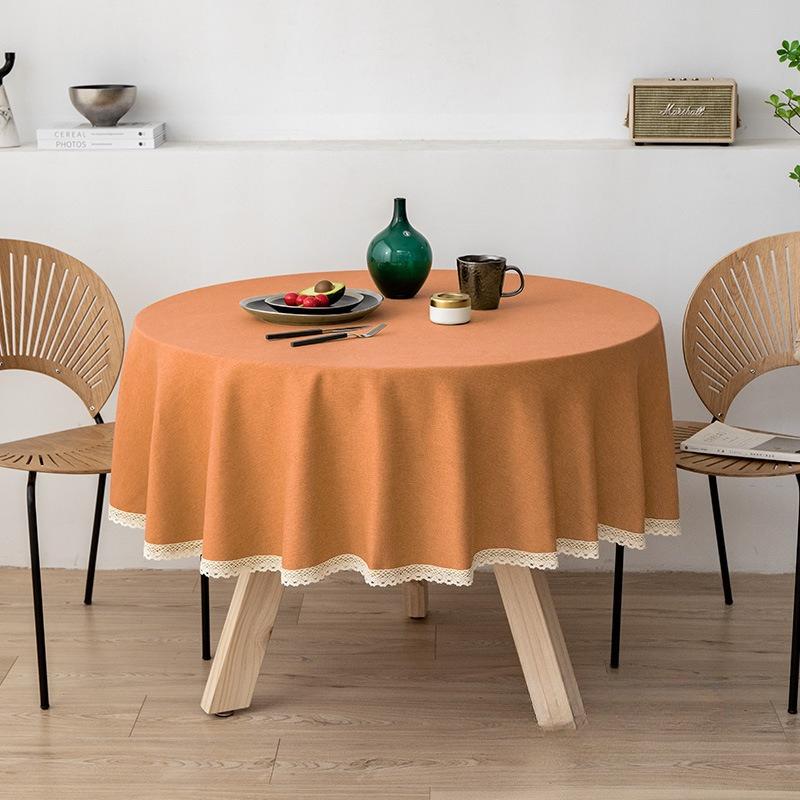 Большая круглая льняная скатерть, водонепроницаемая и маслоотталкивающая ткань ТПУ, подходит для отелей, домов, круглых столов и гостевых домов.