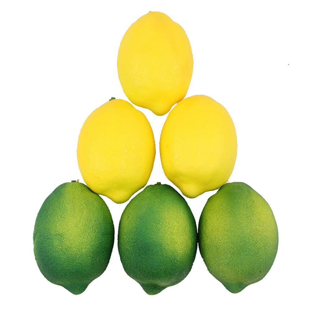 6Pcs Artificial Lemons Plastic Fake Fruit For Home Decoration Photography Props