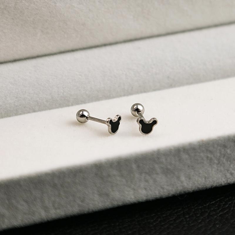 Stainless Steel Geometric Black Series Stud Earrings, Cross Simple Earrings, Love Dripping Oil Personalized Earrings