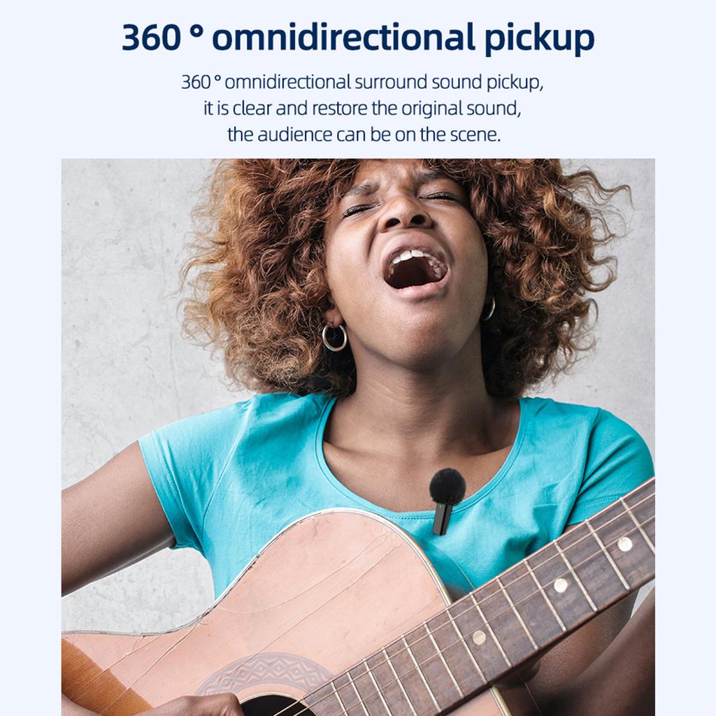 One-Trigger-Two 2.4G Wireless Microphone System Clip-on Microphone for Phone Omnidirectional Mini