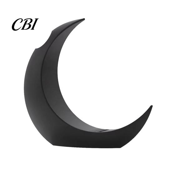 Black And White Vase 3D Printed Moon Flower Vase, Modern Crescent Decorative Dried Holder Container for Living Room Table Centerpiece Decor