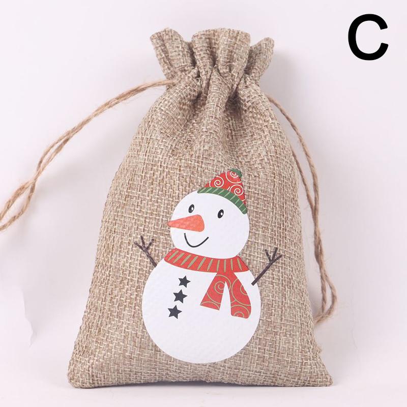 1 шт. Рождественский подарочный мешочек на шнурке из хлопка и льна, подарочные упаковочные пакеты для хранения ювелирных изделий и конфет MIT