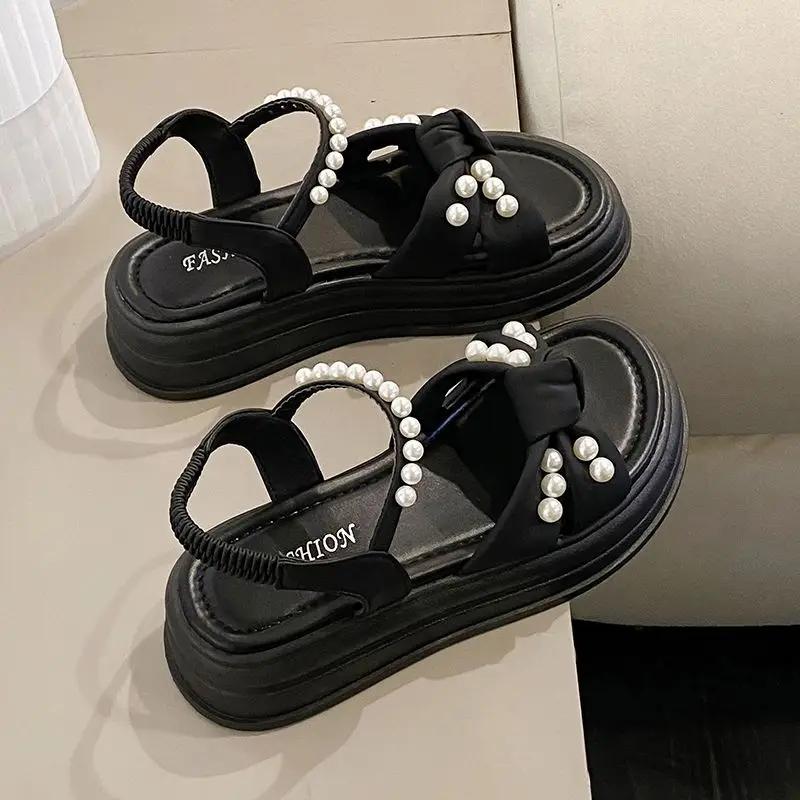 Женские сандалии в римском стиле с открытым носком, женская обувь, тренд 2025, роскошная и удобная обувь, повседневная, оригинальная, шикарная и элегантная обувь на каждый день