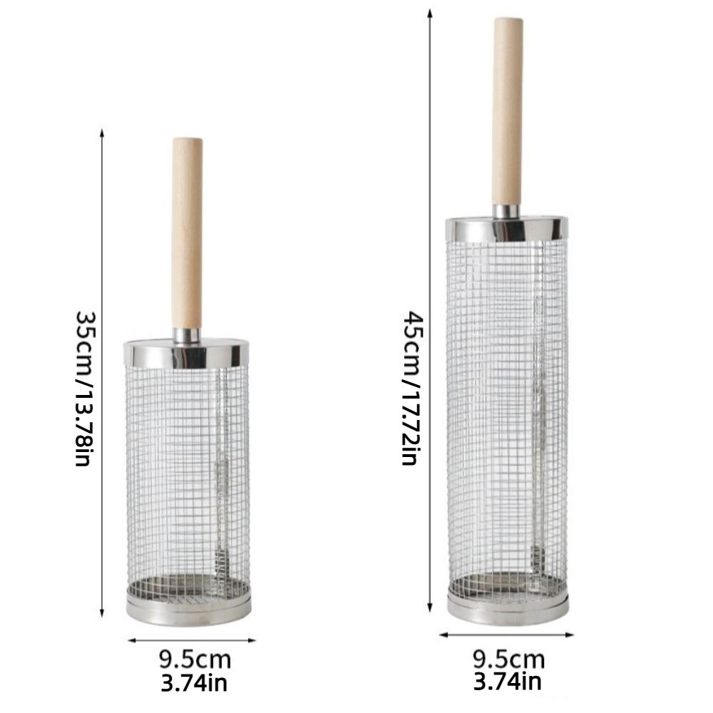 2/3Pcs Set Stainless Steel BBQ Basket Cylinder Barbecue Rack Useful Barbecue Cage for Outdoor