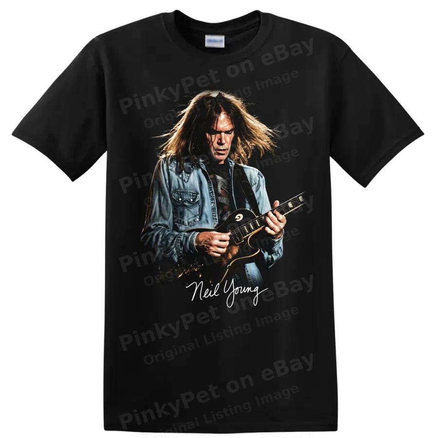 Neil Young Rock Music Vintage Style Art Poster T Shirt Guitar Player Tee