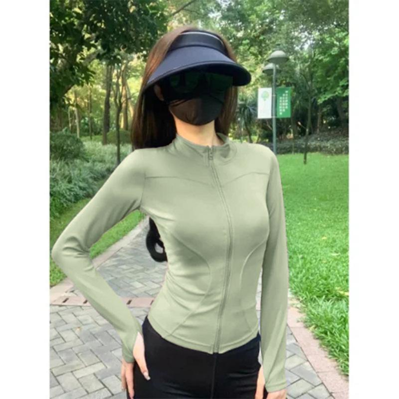 Sunscreen clothes, yoga clothes, women's zipper jackets, sports tops, slim-fitting long-sleeved outer wear, running professional training fitness