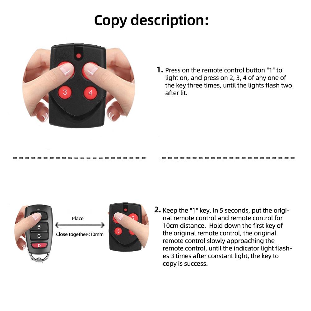 RF Дубликатор Пульт дистанционного управления 315/433/868 МГц Многочастотный пульт дистанционного управления с фиксированным кодом 4 кнопки Беспроводной пульт дистанционного управления для гаражных ворот