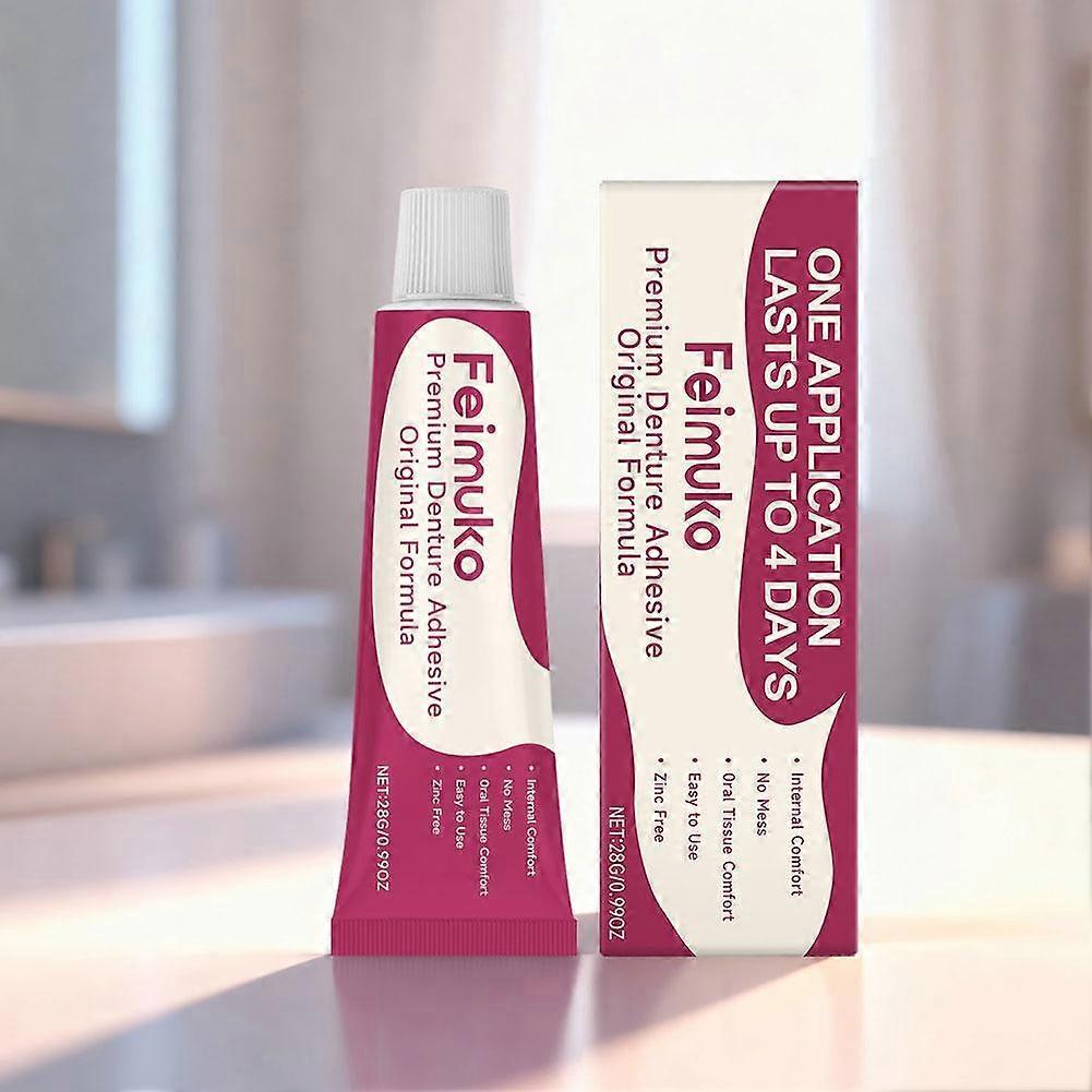 Denture Adhesive Cream with Strong Hold and Leak Protection for Comfortable Daily Wear, 30g Tube