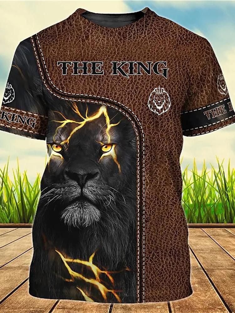 Summer Lion Animal Graphic T-Shirts 3D Print Men's Fashion Short Sleeve O-Neck T Shirt Casual Harajuku Y2K Top Tees Men Clothing