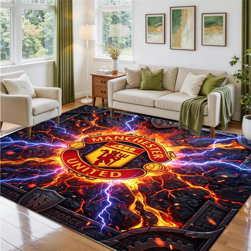 Manchester United Design Crystal Velvet Rug Soft Decorative Mat for Bedroom Entrance