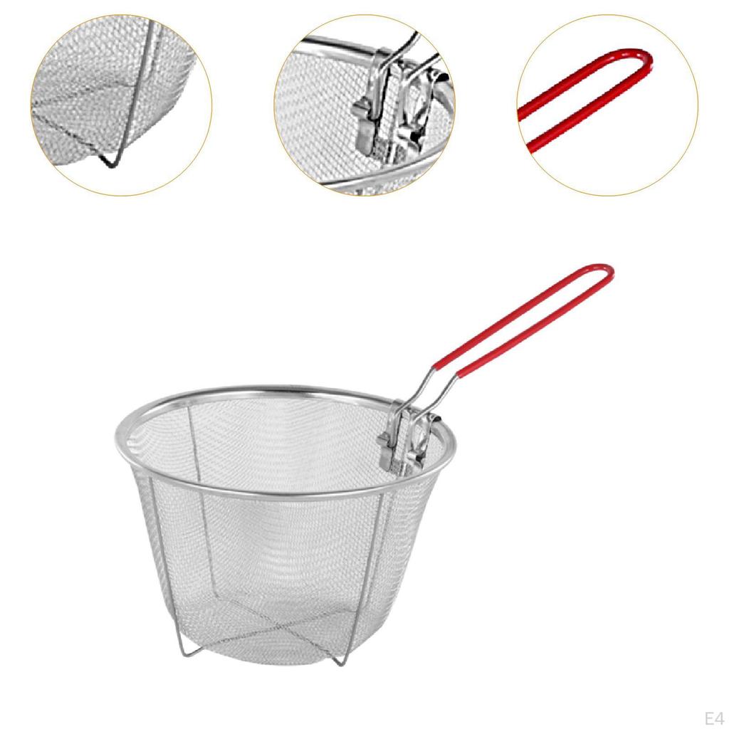 Deep Fry Basket In Stainless Steel for Kitchen Use, Wire Strainer