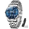 Men's Fashion Quartz Analog Wristwatch, Waterproof, Business Watch, Metal Band, Blue, Stylish Gift