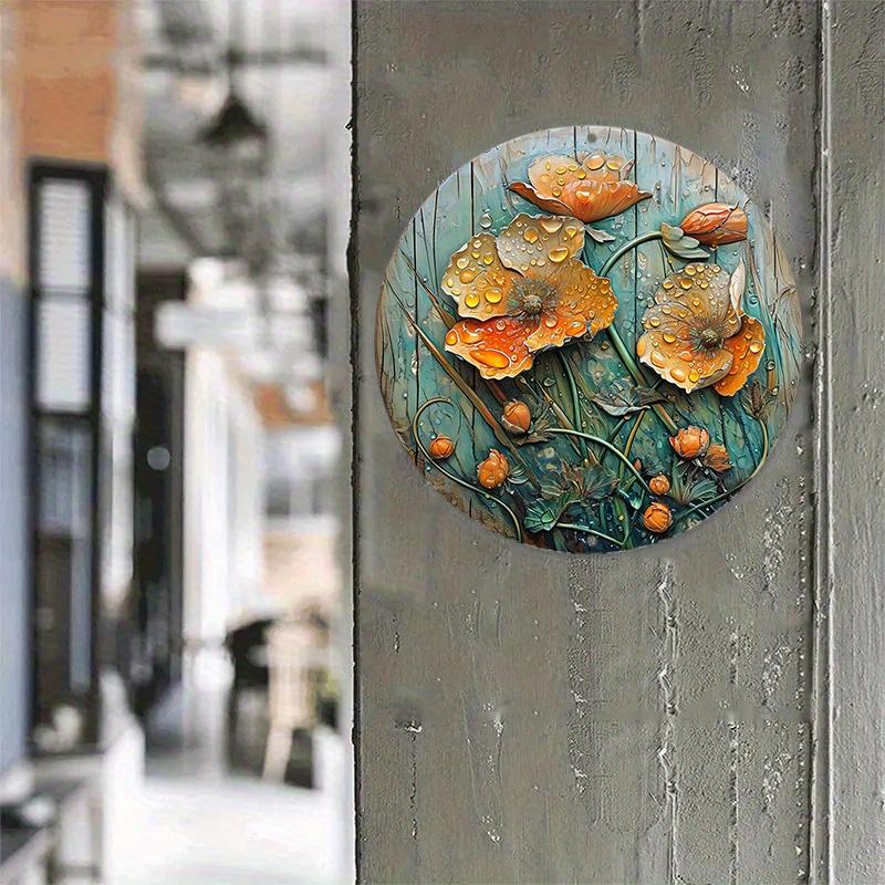 Весенний деревянный знак, резной деревянный расписной круглый венок, украшение для спальни, утренняя роса с цветочными лепестками, тематическое украшение