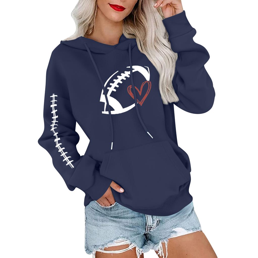 Women's Fashionable, Casual, Comfortable Round-neck, Hooded, Long-sleeved, Rugby-print Warm Sweater