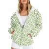 Женская мода повседневная спортивная одежда с цветочным принтом на осень и зиму с длинными рукавами и карманами, куртка-кардиган с капюшоном на молнии, куртка