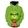 Рождественский зеленый пушистый монстр принт парная толстовка с капюшоном и длинным рукавом
