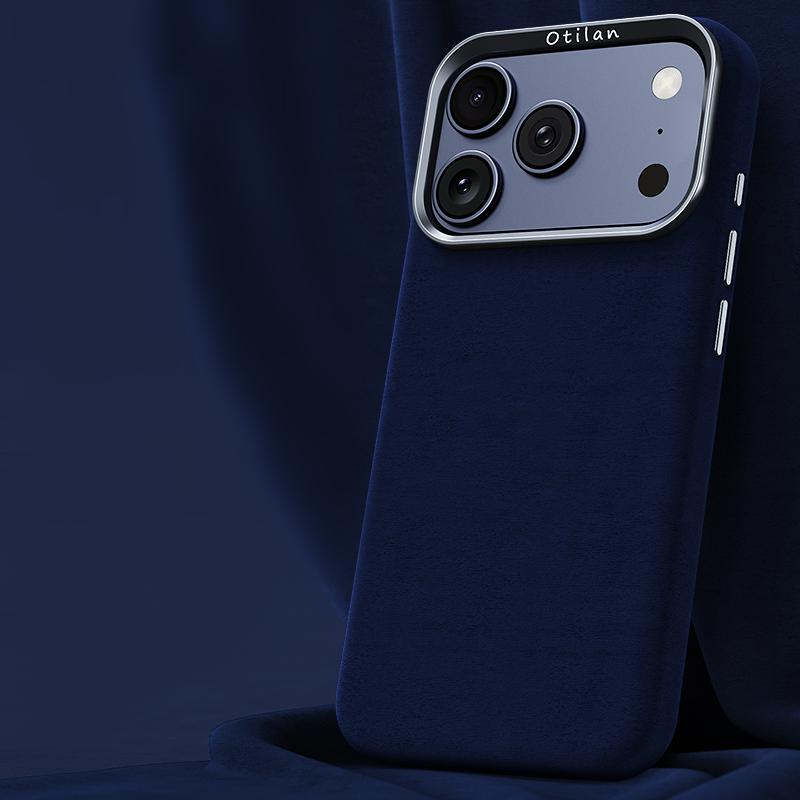 Italy Suede Magnetic Phone Case for iPhone 17 Air 13 14 15 16 Pro Max Luxury Metal Button All-inclusive Wireless Charging Cover