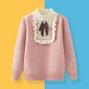 2025 Girls' Fashionable Wool Knitted Sweater with Bow - Autumn/Winter Trend for Kids