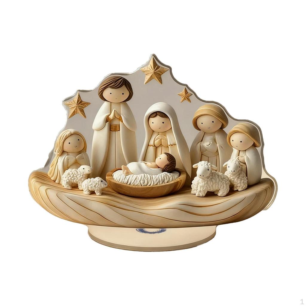 2D Jesus Birth Decor Desktop Ornament Acrylic Nativity Scene Table Centerpiece for Party