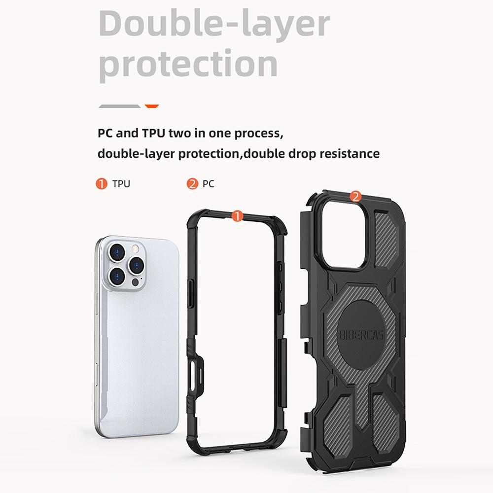BIBERCAS J-16 Series For iPhone 16 Pro Max Case Compatible with MagSafe Anti Drop TPU+PC Phone Cover