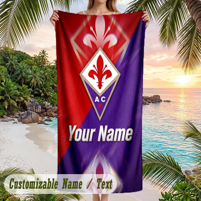 Beach Towel Fiorentina FC Print Custom Name Text Soft Towel for Swimming Pool