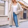 Elegant Long Collarless Cardigan Sweater Women's Coat