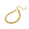 Salircon 2026 Boho Gold Color Stainless Steel Snake Chain Bracelet Trendy Stackable Colorful Beaded Bangle Waterproof Jewelry
