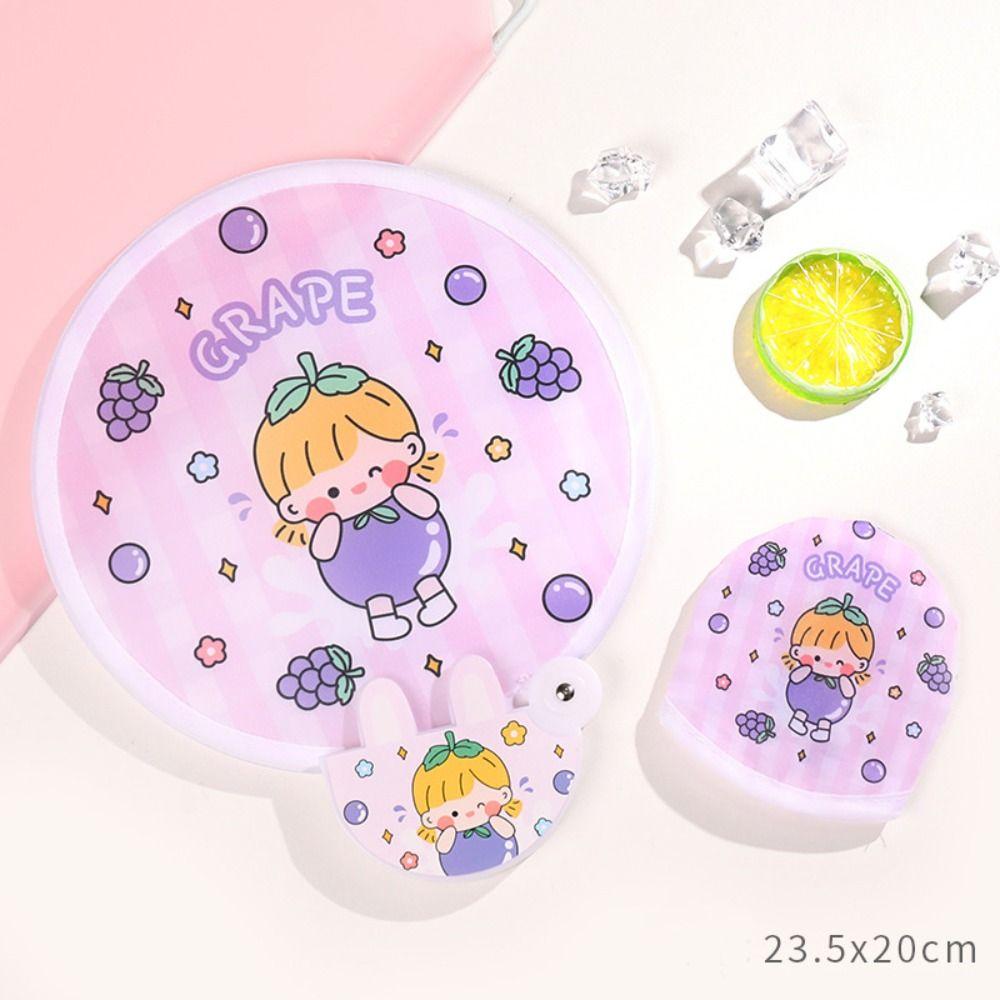 Cloth Hand Held Fan Cartoon Round Fan Portable Folding Group Fan