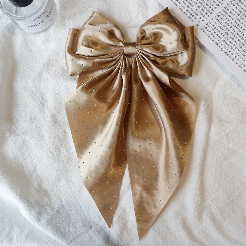 Женская Девичья Новая Заколка для Волос с Бантом и Лентами из Шифона, Заколка-Автомат с Бантом для Затылка, Пружинный Зажим для Волос, Головной Убор, Модные Аксессуары для Волос