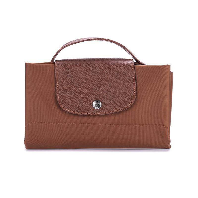 Longchamp Le Pliage Green 37 Застежка на кнопку-молнию Переработанный холст с кожаной отделкой Сумка-тоут Портфель Мужские сумки Коричневый 2182919504