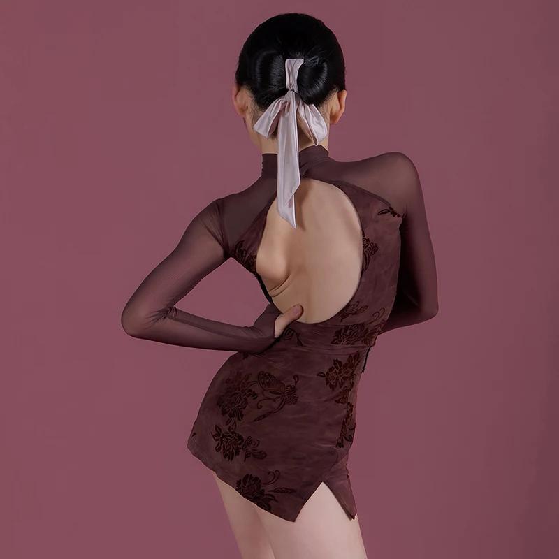 Платье для латиноамериканских танцев для девочек, детские топы с высоким воротником, юбки, одежда для тренировок, костюмы для выступлений по румбе, танго, латиноамериканским танцам