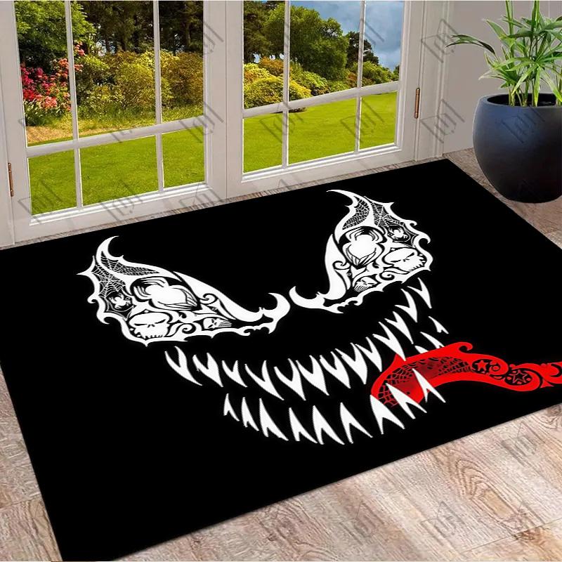 Venom Tribal Tattoo Style Monster Face Print Non Slip Large Gaming Living Room Area Rug Soft Wear Resistant Gamer Sofa Bedroom Home Decor Floor Carpet