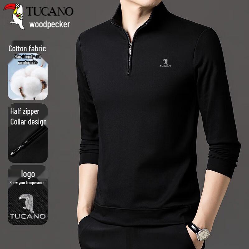 TUCANO Men's Half-Zip Stand-Collar Cotton Blend Sweatshirt