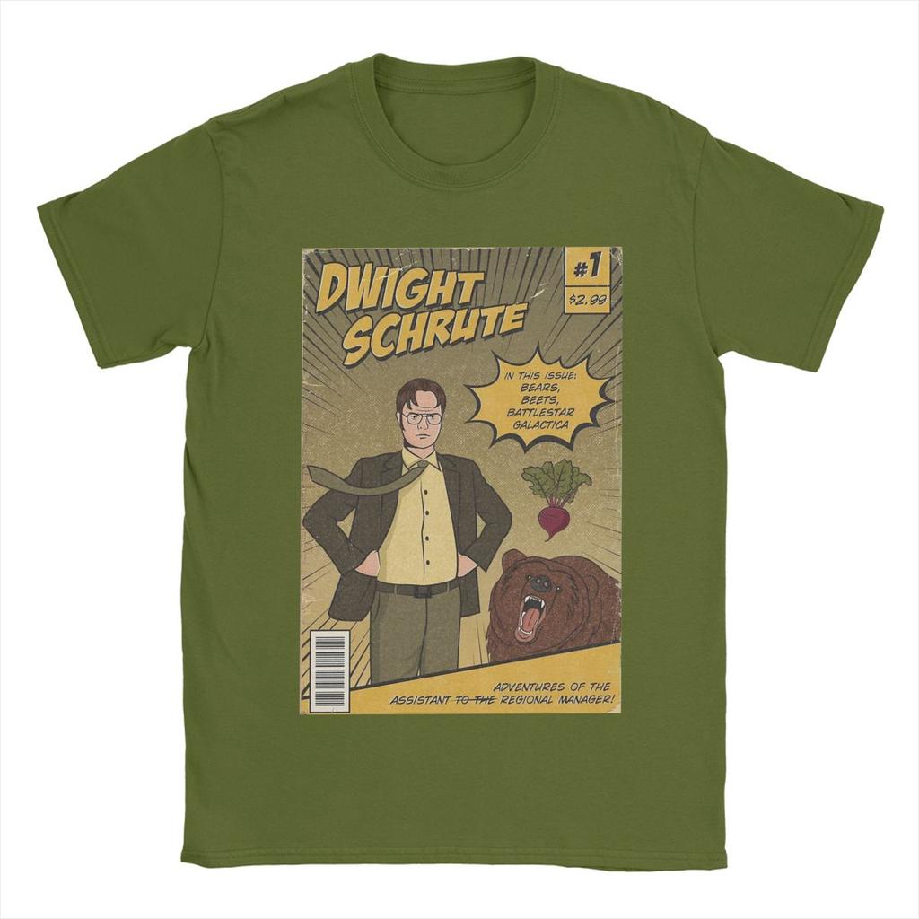 Мужская футболка Dwight Schrute Comics Vintage Cotton Tee Shirt Short Sleeve The Office Tv Series T Shirts O Neck Clothes Graphic