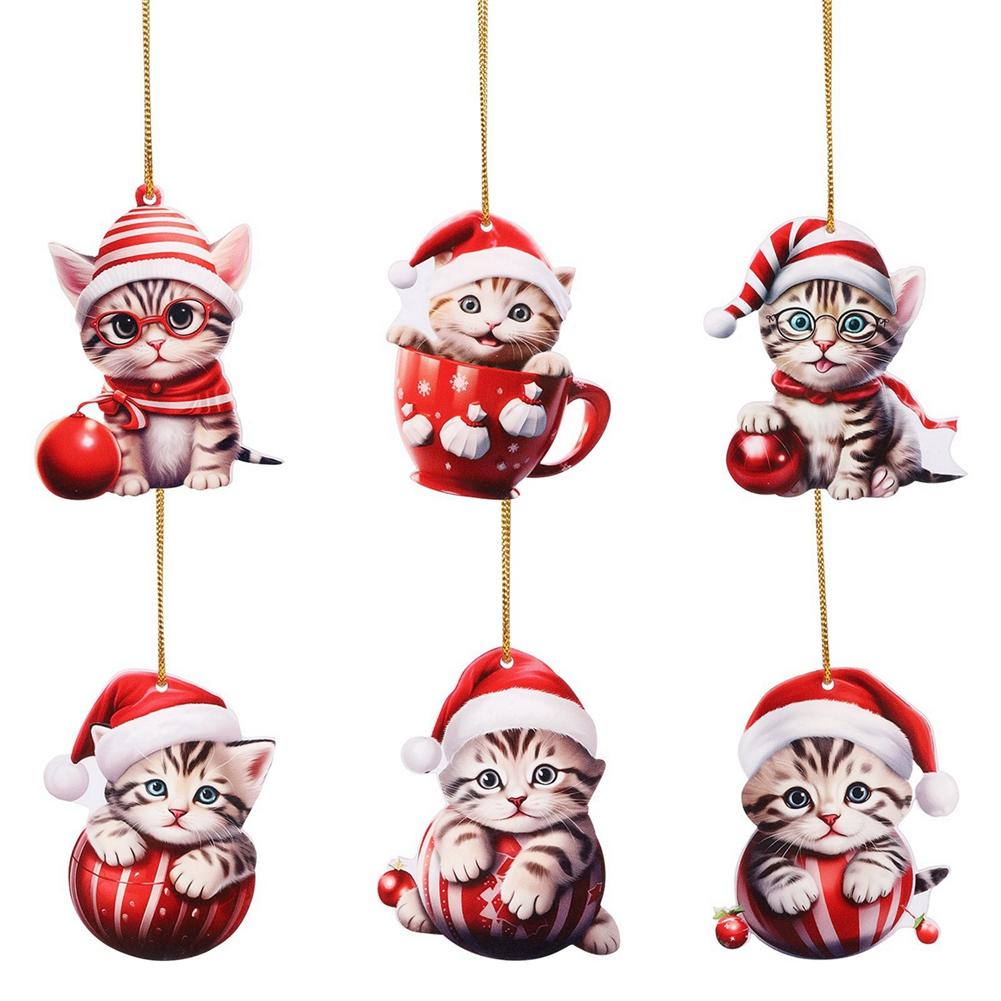 Christmas Tree Decoration Ornament Cat/Elk/Pine Tree Style Acrylic Pendant