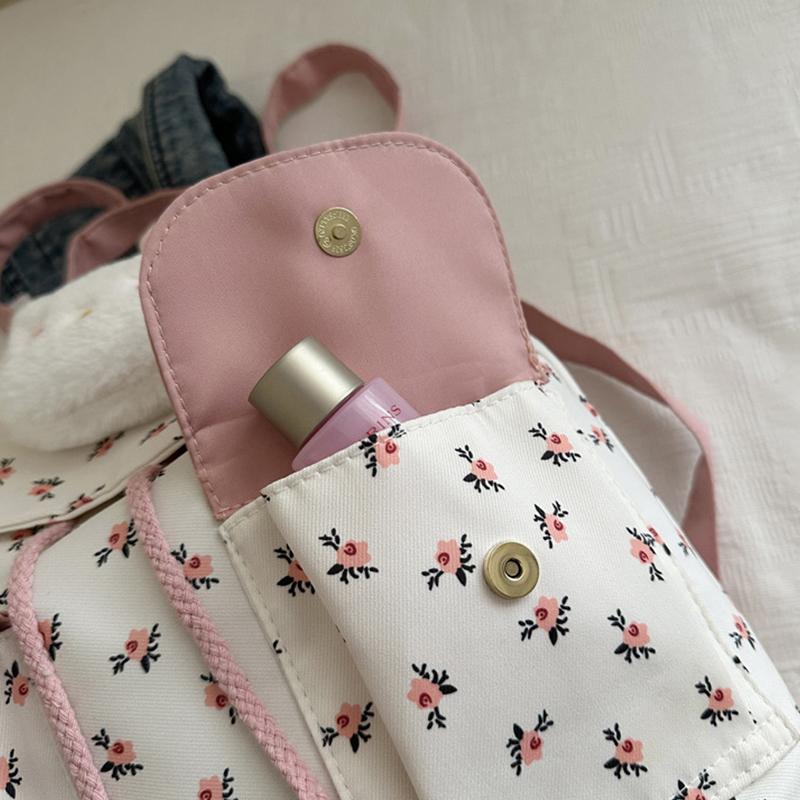 Женский цветочный рюкзак Стильный рюкзак для ноутбука Большой вместимости Студенческая школьная сумка Множество карманов Регулируемый ремень Нейлоновый рюкзак CLE