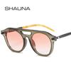 SHAUNA модные женские прозрачные градиентные линзы с двойными мостами UV400, ретро мужские солнцезащитные очки-пилоты с заклепками