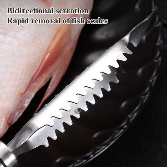 Инструмент для чистки рыбы. Средство для удаления накипи из нержавеющей стали с канавками. Скребок для рыбы с двумя рядами зубьев. Эргономичная ручка. Очиститель царапин от рыбьей чешуи.